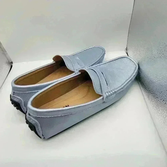 Brand New No Box Loafer Shoes for Men Size 43 Metalic Light Blue Flexible - Picture 2 of 9